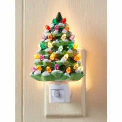 Classic Ceramic Christmas Tree Night-Light Green