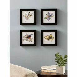 Vermont Country Store Vermont Songbird Art Collection, Set Of 4 Prints Black Frame