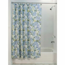 Vermont Country Store Blooming Hydrangea Shower Curtain Blue