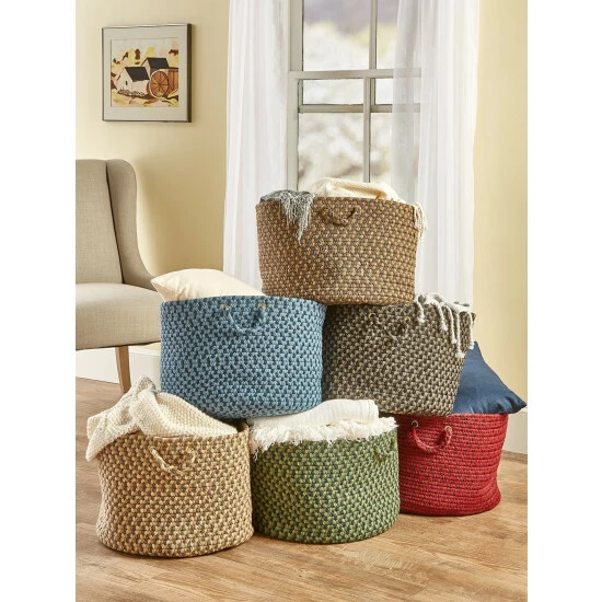 Vermont Country Store Mount Mansfield Indoor/Outdoor Multicolor Braided Basket Blue Multi - Image 3