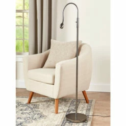 Vermont Country Store Two-Way Adjustable LED Floor Lamp Nickel/black