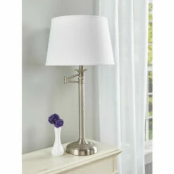 Vermont Country Store Fairfield Swing-Arm Brushed Steel Table Lamp