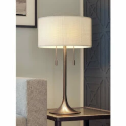 Vermont Country Store Riverton Antique-Brass Table Lamp With Trumpet Base