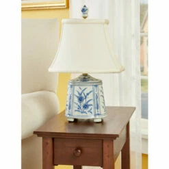 Vermont Country Store Blue And White Porcelain Tea Jar Table Lamp