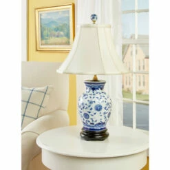 Vermont Country Store Blue And White Porcelain Vase Table Lamp