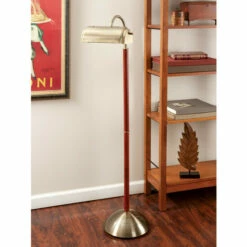 Vermont Country Store Natural Daylight 3-Way LED Floor Lamp Brushed Nickel/black Wood Post