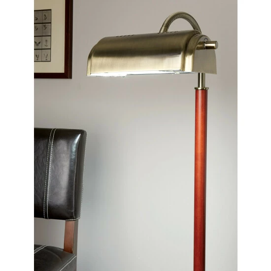 Vermont Country Store Natural Daylight 3-Way LED Floor Lamp Brushed Nickel/black Wood Post - Image 3