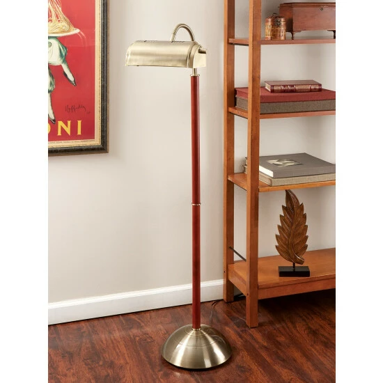 Vermont Country Store Natural Daylight 3-Way LED Floor Lamp Brushed Nickel/black Wood Post - Image 4