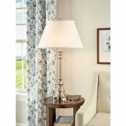 Vermont Country Store Dual-Outlet Table Lamp Silver