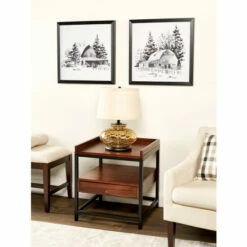 Vermont Country Store Amber Glow Glass Table Lamp Bronze