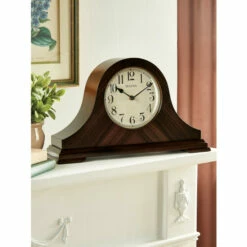 Bulova Norwalk Triple-Chime Tambour Mantel Clock