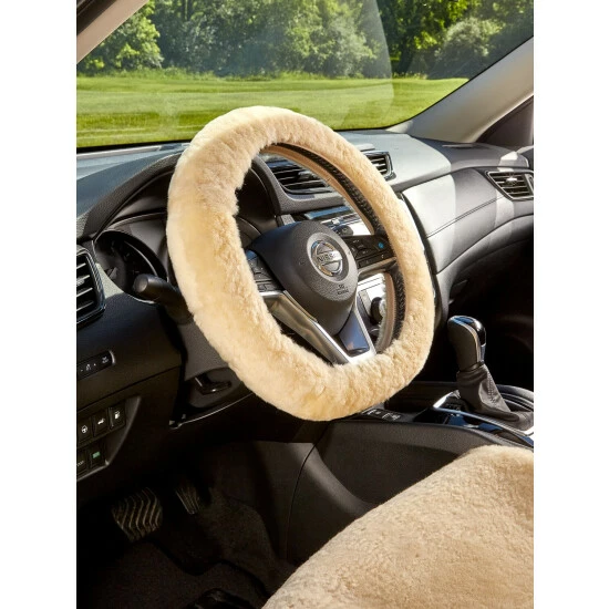 Vermont Country Store Ultimate Australian Sheepskin Steering Wheel Cover Black - Image 2