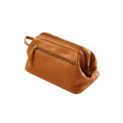 Vermont Country Store Framed Leather Dopp Case Black