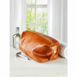 Vermont Country Store Italian Leather Dopp Kit Olive