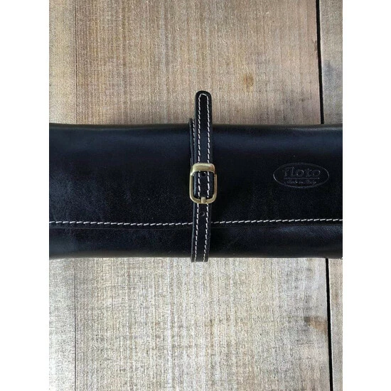 Vermont Country Store Italian Leather Jewelry Roll Black - Image 2