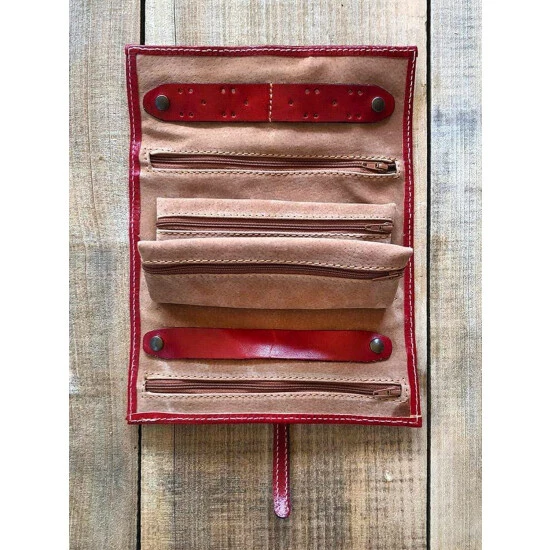 Vermont Country Store Italian Leather Jewelry Roll Black - Image 6