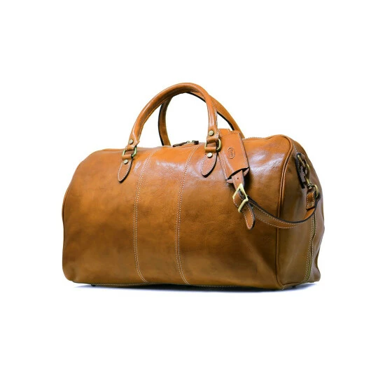 Vermont Country Store Italian Leather Duffle Brown