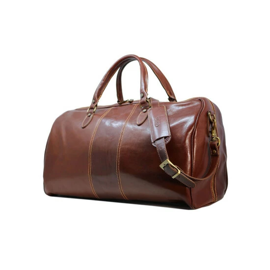 Vermont Country Store Italian Leather Duffle Brown - Image 7