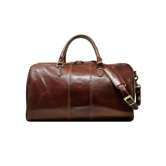 Vermont Country Store Italian Leather Duffle Brown - Image 8