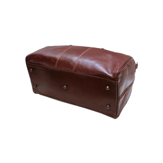 Vermont Country Store Italian Leather Duffle Brown - Image 9