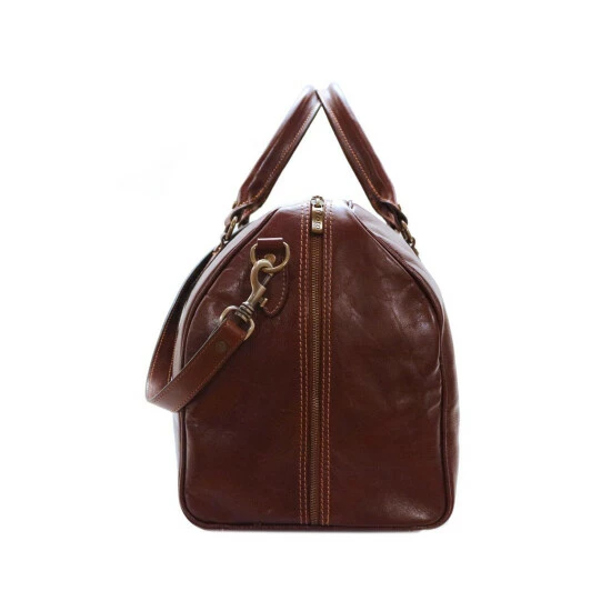 Vermont Country Store Italian Leather Duffle Brown - Image 10