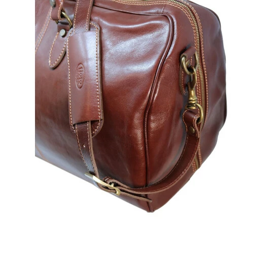 Vermont Country Store Italian Leather Duffle Brown - Image 11