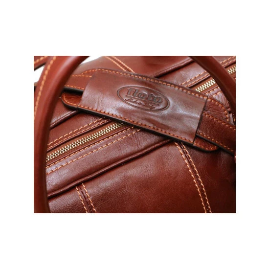 Vermont Country Store Italian Leather Duffle Brown - Image 13