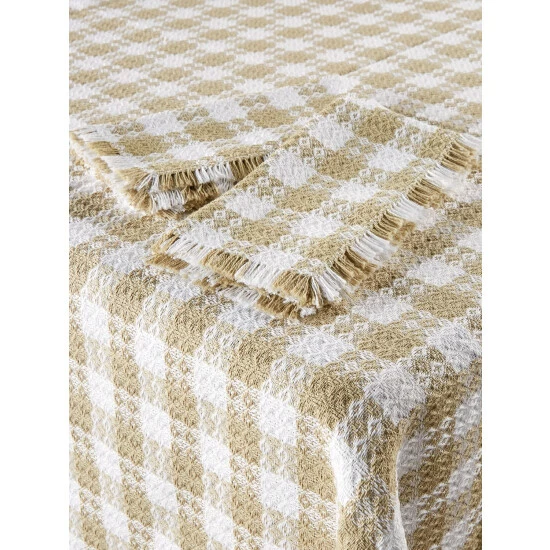 The Mountain Weavers Farmhouse Weave Cotton Tablecloths Yellow And White - Image 10