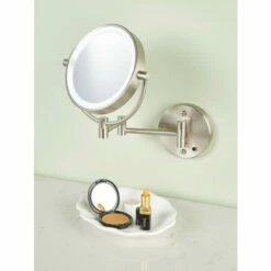 Vermont Country Store Dual-Sided Magnifying Cordless Lighted Wall Mirror