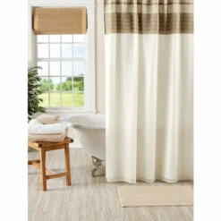 Vermont Country Store Portico Pleats Shower Curtain White