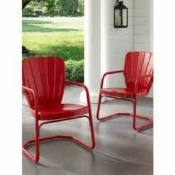 Crosley Outdoor Metal Clamshell Chair, Set Of 2 Navy