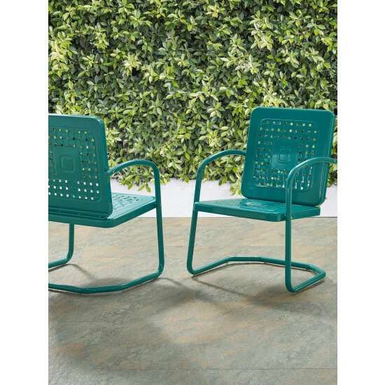 Vermont Country Store Lazy Days Outdoor Metal Chairs, Set Of 2 Red - Image 2