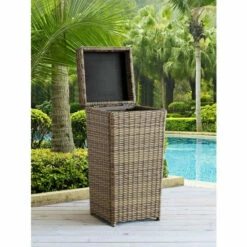 Crosley Backyard Oasis Outdoor Wicker Hamper Weathered Brown