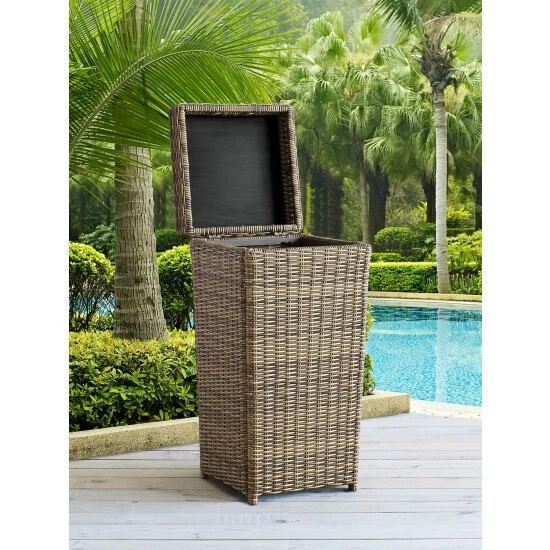 Crosley Backyard Oasis Outdoor Wicker Hamper Weathered Brown