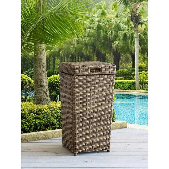 Crosley Backyard Oasis Outdoor Wicker Hamper Weathered Brown - Image 2