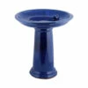 Vermont Country Store Glazed Ceramic Pedestal Bird Bath Blue