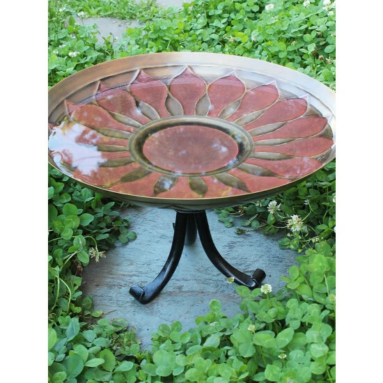 Vermont Country Store African Daisy Birdbath With Stand Brass