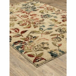 Vermont Country Store Craftsbury Gardens Indoor/Outdoor Area Rug Beige Floral
