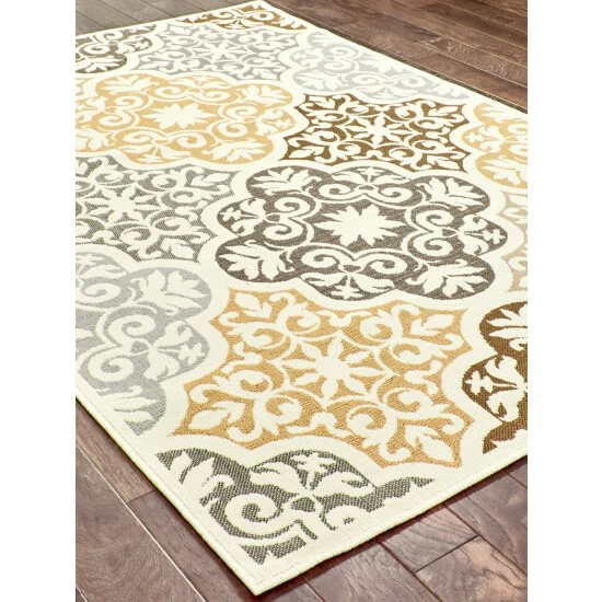 Vermont Country Store Moroccan Dreams Indoor/Outdoor Rug Tan Multi