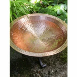 Vermont Country Store Hammered Copper Birdbath With Stand