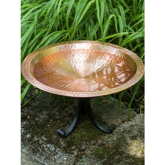 Vermont Country Store Hammered Copper Birdbath With Stand - Image 2
