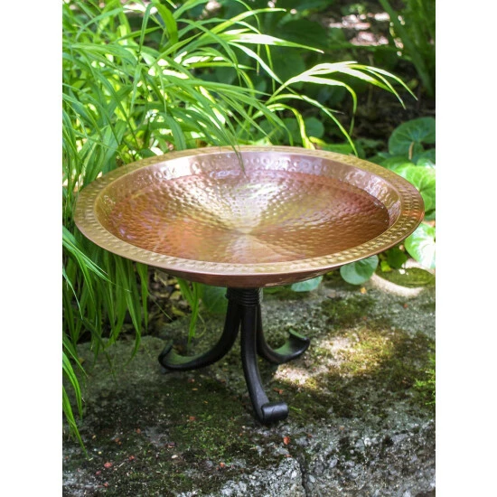 Vermont Country Store Hammered Copper Birdbath With Stand - Image 3