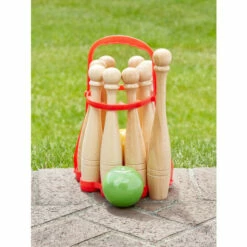 Kettler Solid Wood Lawn Bowling Set With Carrying Basket
