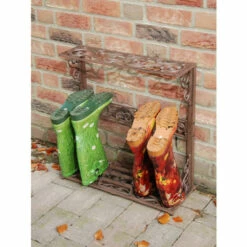 Vermont Country Store Cast-Iron Boot Rack With Built-In Scraper Brown