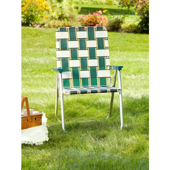 Vermont Country Store Deluxe Webbed Folding Lawn Chair Blue - Image 2