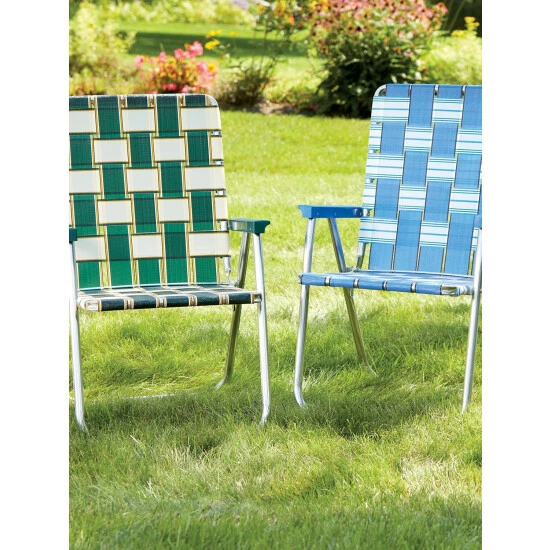 Vermont Country Store Deluxe Webbed Folding Lawn Chair Blue - Image 3