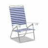 Vermont Country Store High-Boy Beach Chair With Cup Holder Blue Stripe
