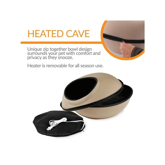 Vermont Country Store Sweet Dreams Heated Pet Sleeping Pod Tan - Image 3