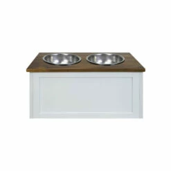 Vermont Country Store Elevated Pet Feeder With Storage Brown