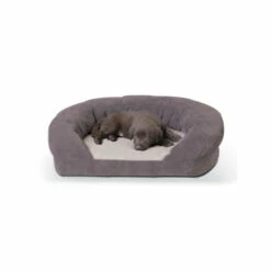 Vermont Country Store Pampered Pet Microfleece Orthopedic Bolster Bed Gray